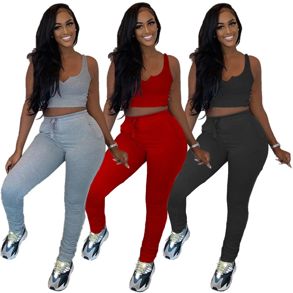 Women Clothing,Stacked Pants Two Piece 