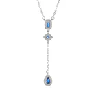 Silver Necklace SKA S925 Sterling Silver Necklace Teardrop Necklace Blue Zircon Pendant Necklace