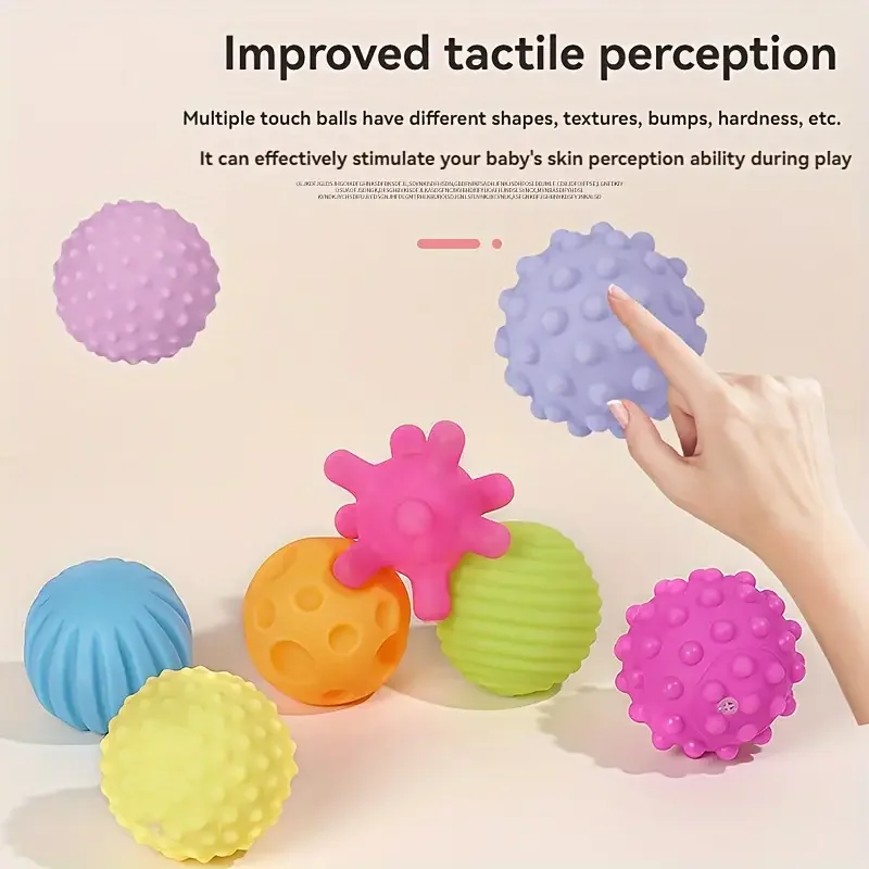 6pcs Youngsters Sensory Balls, Textured Hand Touch Massage Toys, PVC Material, Non-Battery Operated, Assorted Colors