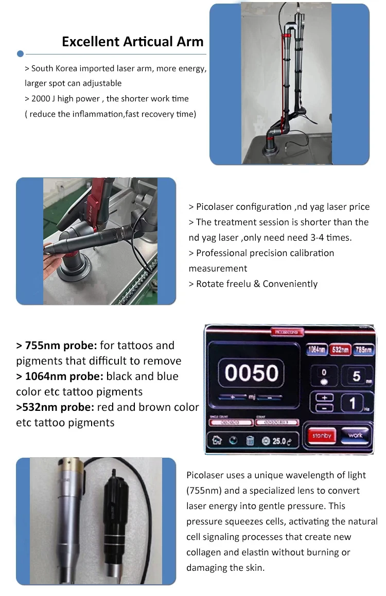 Máquina profesional de eliminación de tatuajes con láser Pico Picosecond Q Vertical con conmutación Nd Yag Laser