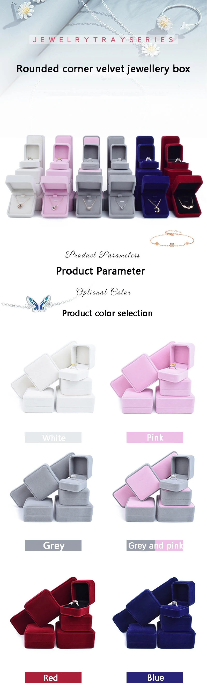 product custom velvet jewelry storage box with logo for ring earring necklace bracelet gift packaging jewelry set box-2