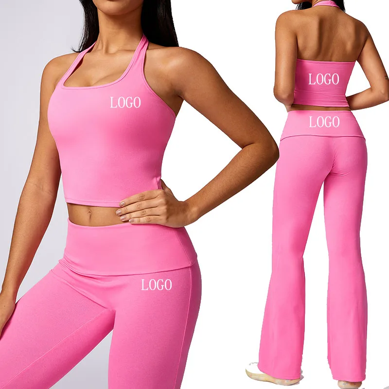 New Butt Lift Flared Leggings Active Sports Bra Outdoor Yoga Suit Gym Sportswear Women Fitness Sets