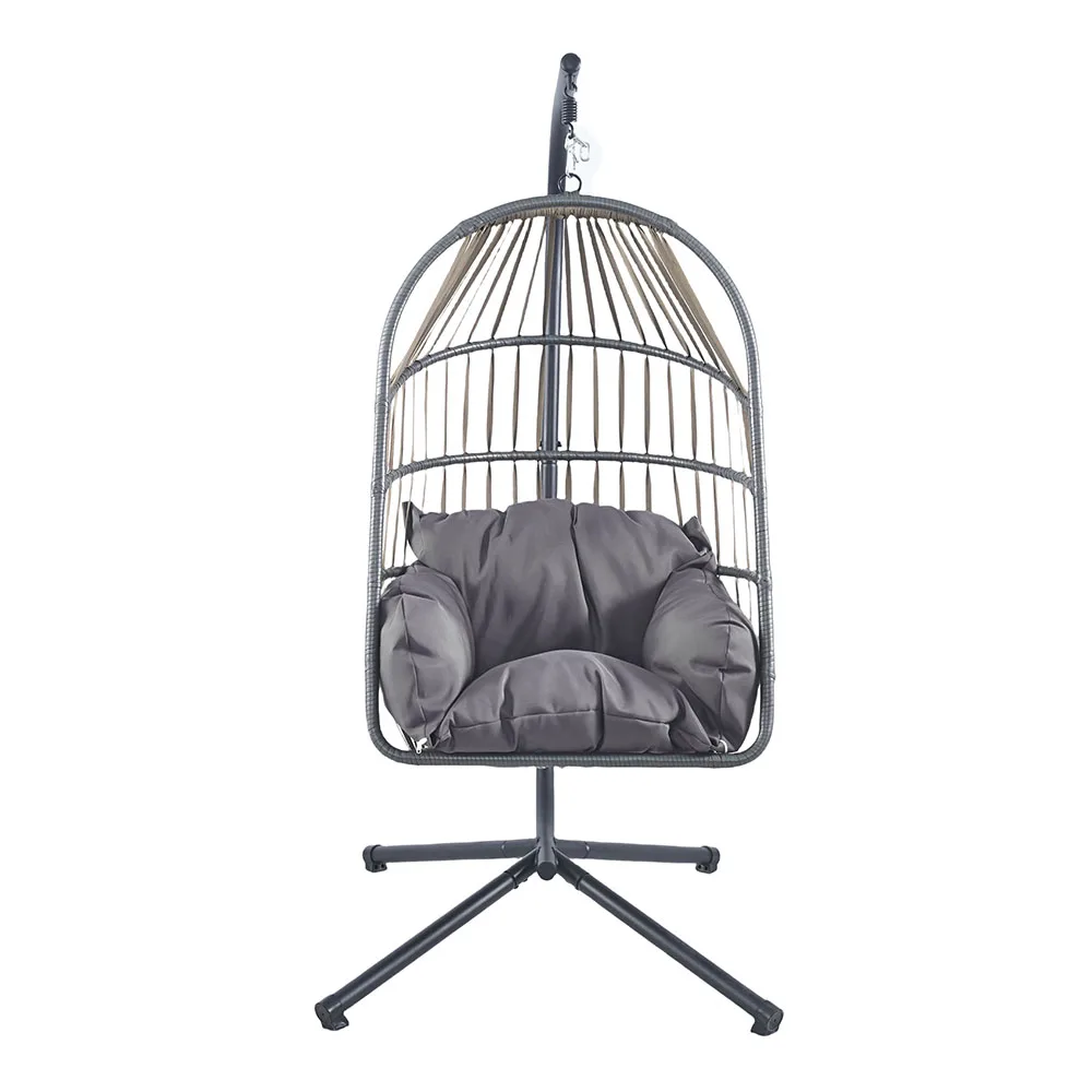 product new traditional folding egg chair with metal stand outdoor swing hanging chair for home garden-5
