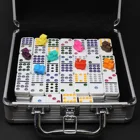 Set Train Dominoes Set Double 12 Colored Dot Dominoes 91 Tiles Mexican Train Game Set With Aluminum Case
