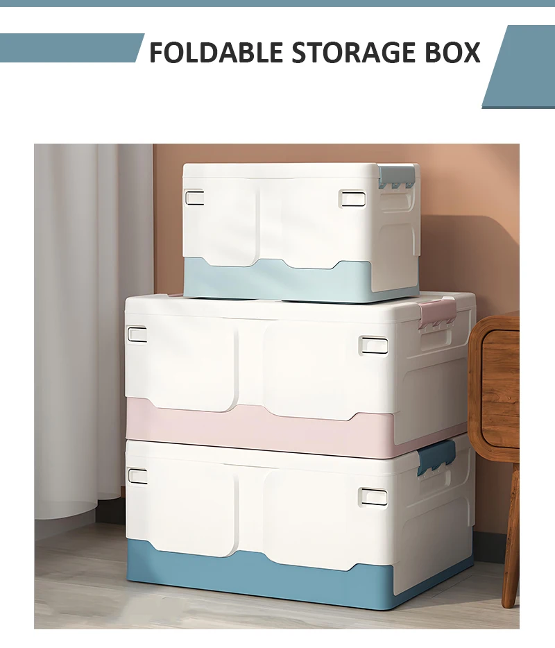 product stackable foldable household storage container square pp plastic collapsible book sundries organizer for cloth toy storage169-3