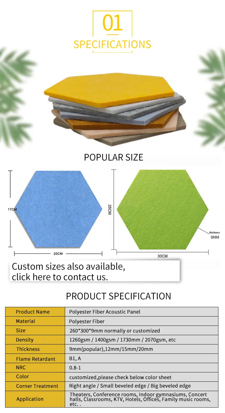 Hj China Pack Polyester Hexagonal Acoustic Panel Theater Sound