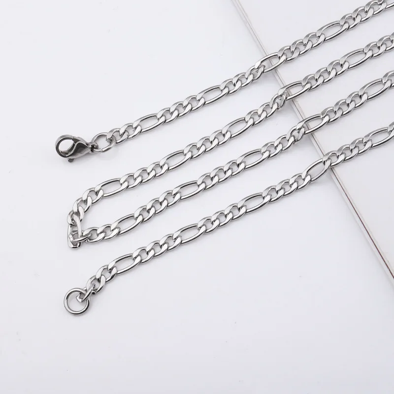 Hip-hop stainless steel Figaro chain thick chain necklaces white gold choker necklace for boys mens jewels 3