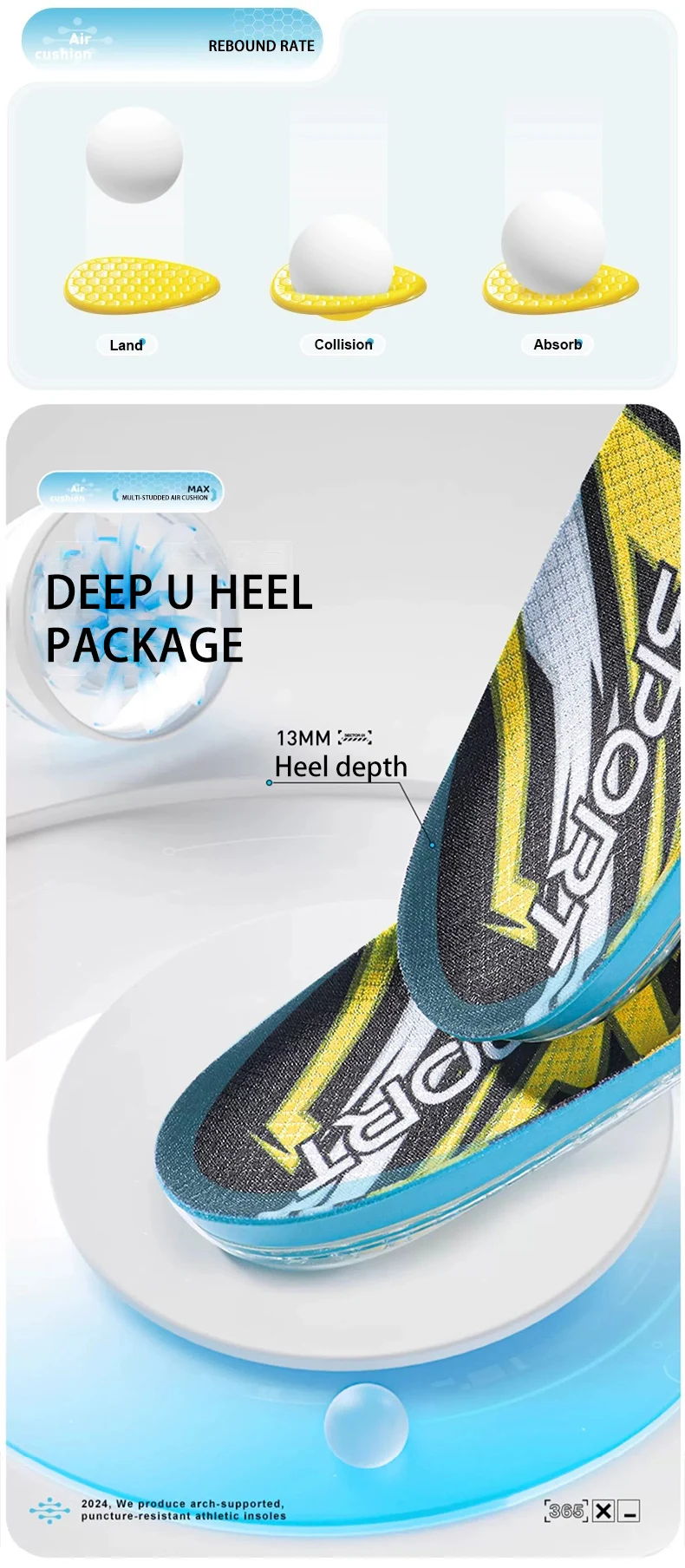 High Elastic Sealed Air Cushion Sports Insoles with Mesh High Elastic Sealed Air Cushion Sports Insoles with Mesh