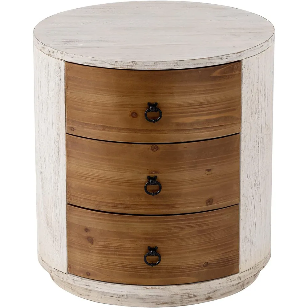 20-Inch MDF Round Storage Cabinet Modern Nightstand Wood Bedside Table Drawers for Bedroom & Living Room supplier