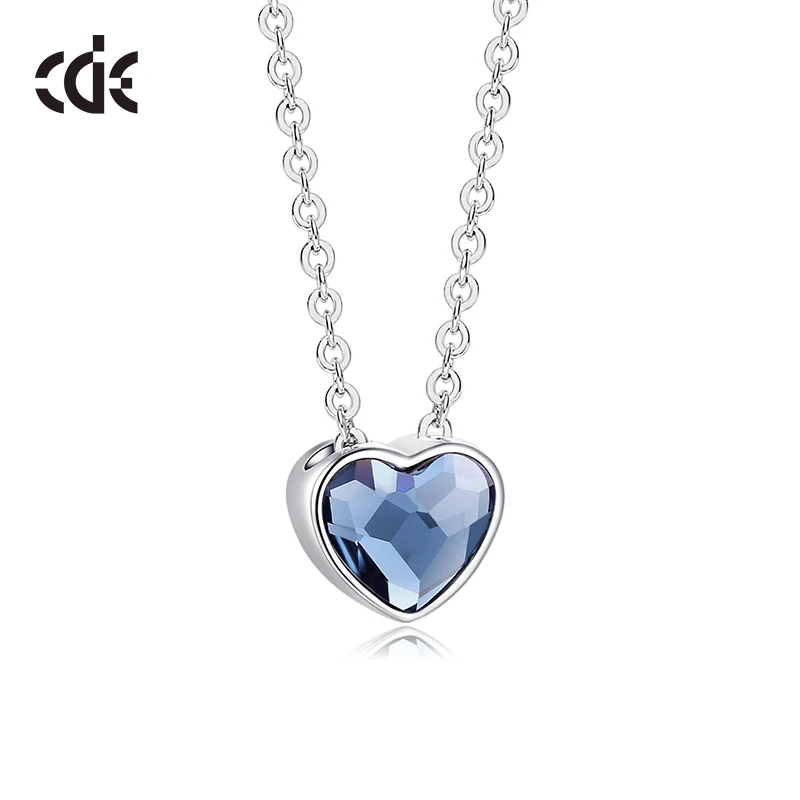 CDE YN0873 Fine 925 Sterling Silver Rose Gold Plated Jewelry Wholesale Customer Logo Pave Red Heart Shaped Pendant Necklaces