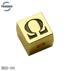 Beads Bead Enamel Factory Made Gold Square Beads Accessories Black Enamel Logo Charm Pendants For Men Bracelet