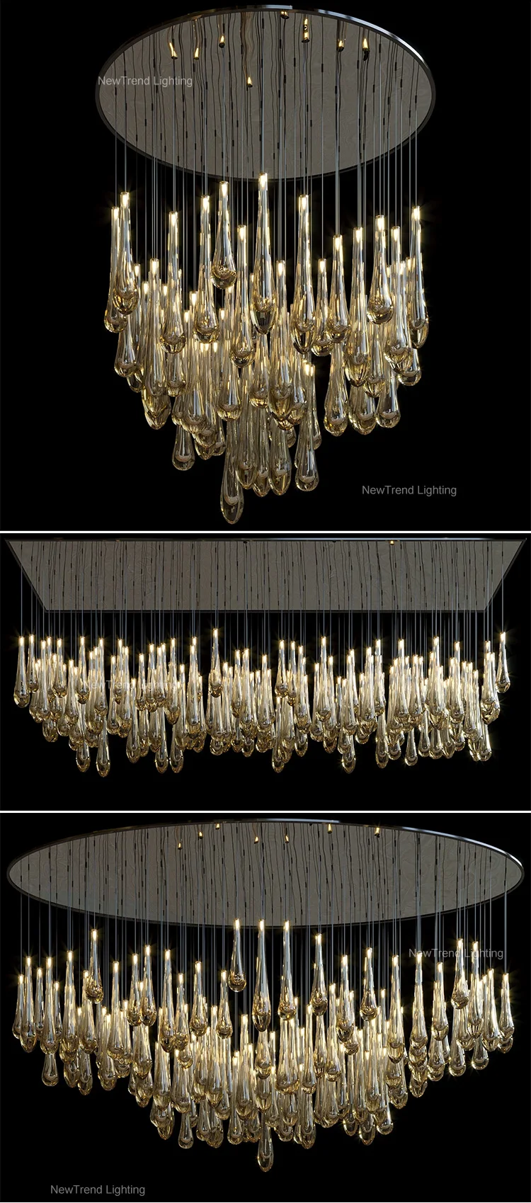CPL-378 Contemporary Indoor Decoration LED Lighting Hall Hotel Lobby Bespoke Glass Ceiling Led Chandelier supplier