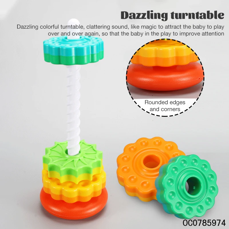 Colorful rainbow stacking ring tower baby brain development toys