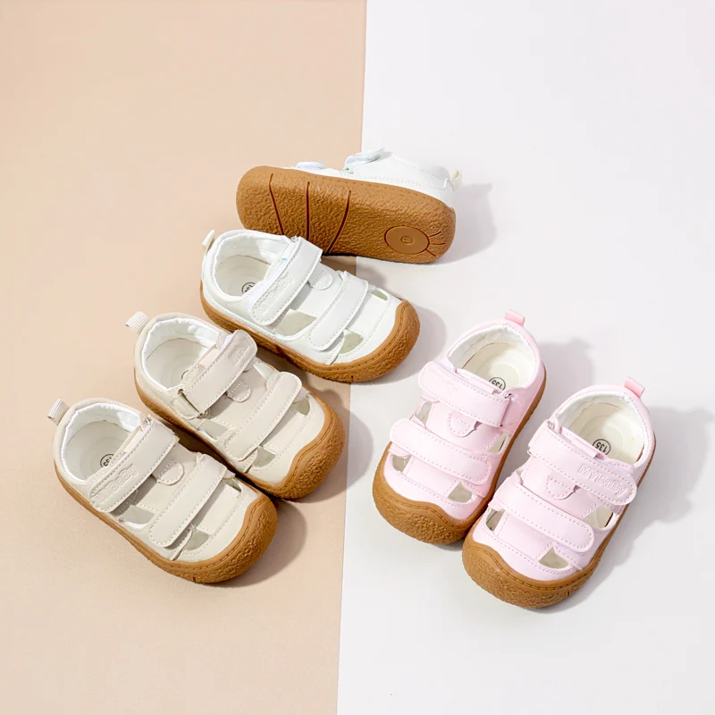 Hook&loop Summer Baby Girl Toddler Sandals Anti-Collision Toe Sound Baby Shoes When Walking details