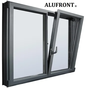 ALUFRONT Modern Style Insulated Energy-saving Double-layer Glass Soundproof House Aluminum Window Tilted Turning Window