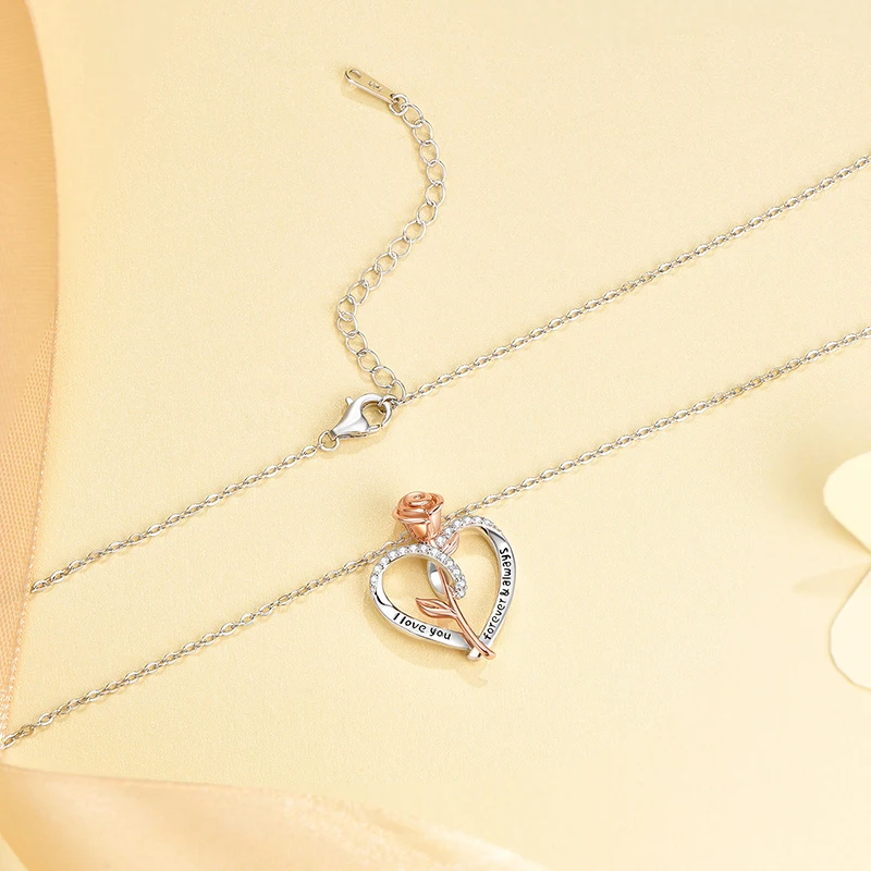 CDE YN1057 Fine Silver Jewelry Necklace Heart-Shaped 925 Sterling Silver Pendant Flower Necklace Plata Collar Heart Mom Necklace