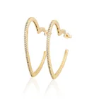 Earrings Fashion Women Gold Plated Crystal Bling Large Heart Hoop Earrings