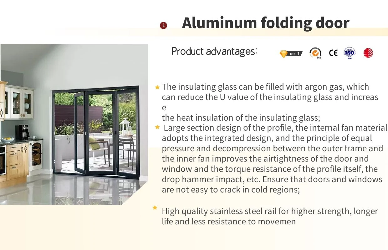 Thermal Break Aluminum Bifold Patio Doors Exterior Energy Efficient