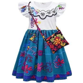 2022 Wholesale new arrival magic movie hot kids Halloween dress costume children baby girls outfit dress costume with bag