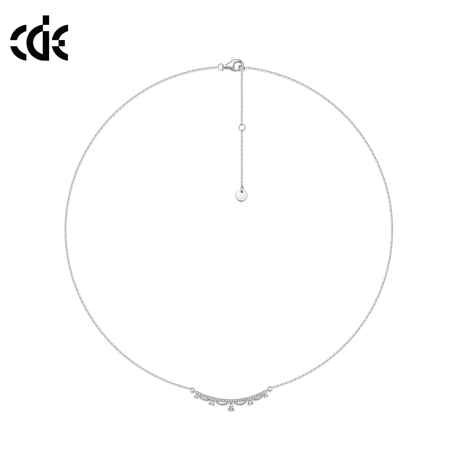 CDE YN1092 Fine 925 Sterling Silver Jewelry Wholesale Rhodium Plated Chain Crown Shape WIth Pearl Pendant Necklace