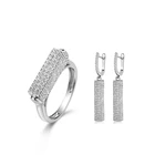 Cz Stones Earrings CZ Stones Silver Ring And Drop Earrings CZ Jewelry Set Factory Price