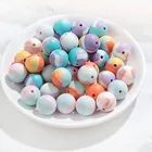 Round Beads 15mm Mixed Silicone Round Beads Food Grade Baby Soft Teething Silicone Loose Round Beads