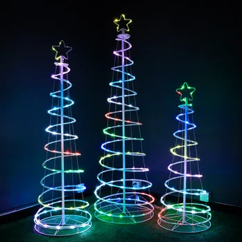 LED Colorful Light Iron Metal Foldable Christmas Tree For Home Party Indoor outdoor Decoration