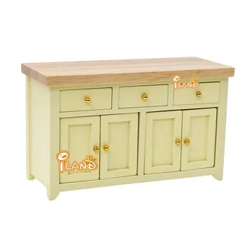 ILAND 1/12 Doll House Furniture Miniature Wooden Storage Cabinet For Living Room Kitchen Room Sideboard Closet With Drawer