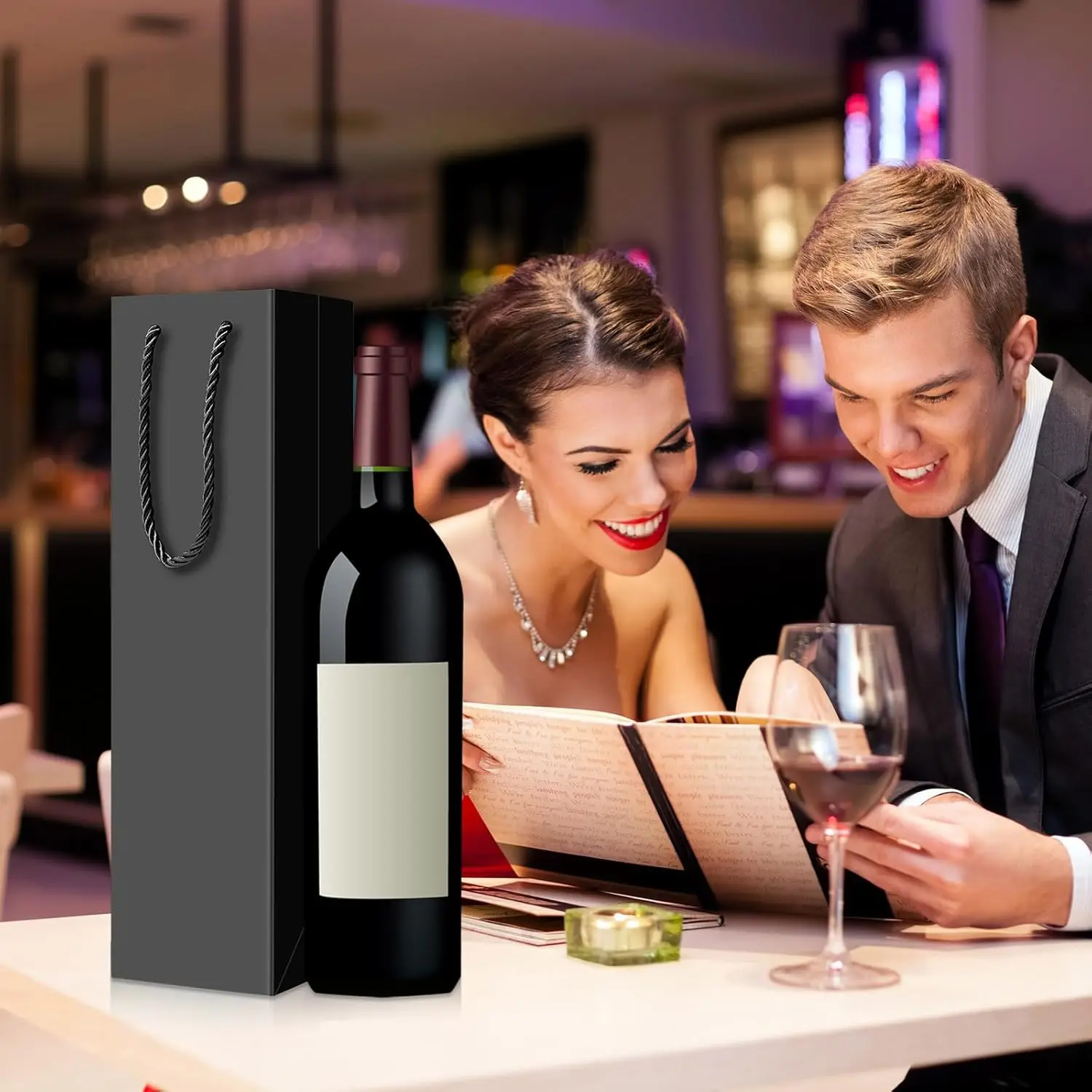 Black blank cardboard custom small business logo store packing festivals wholesale single bottle wine bags for wine bottles Black blank cardboard custom small business logo store packing festivals wholesale single bottle wine bags for wine bottles