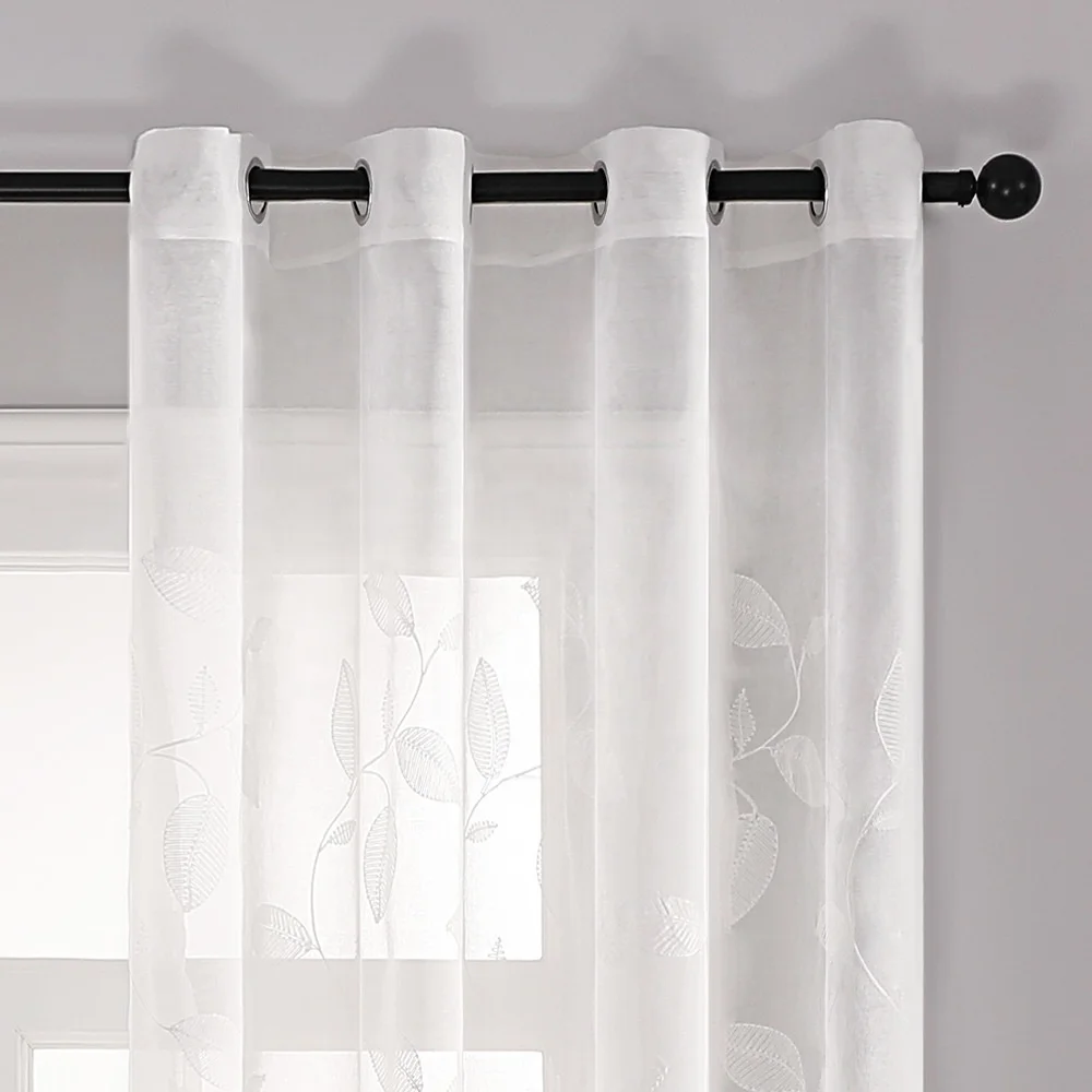 Wholesale embroidered  window sheer curtains Amazon hot pastoral style for living room