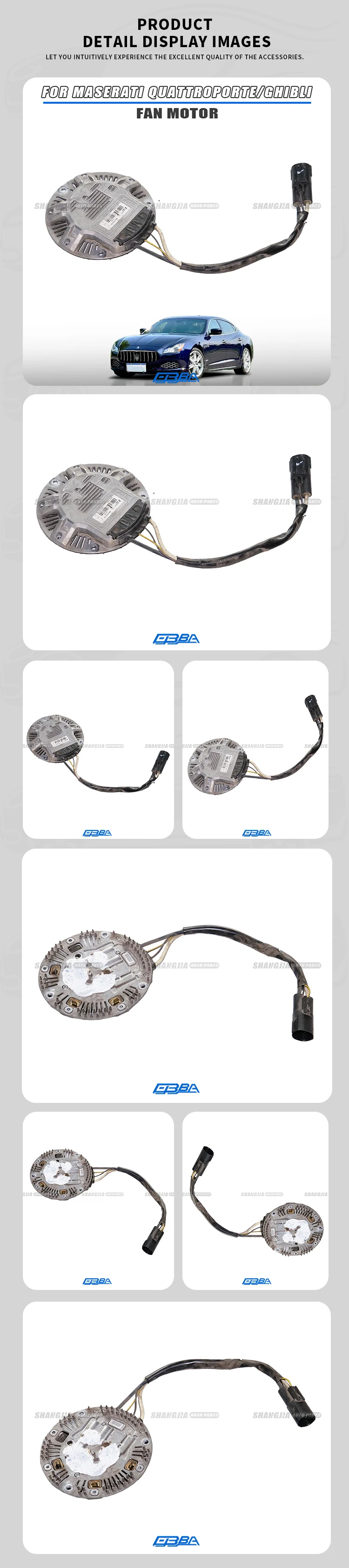 2025 Hot Sale Aluminum Alloy Car Radiator Fan Motor For Maserati Quattroporte Ghibli 2013-2017 OE 670003403 factory