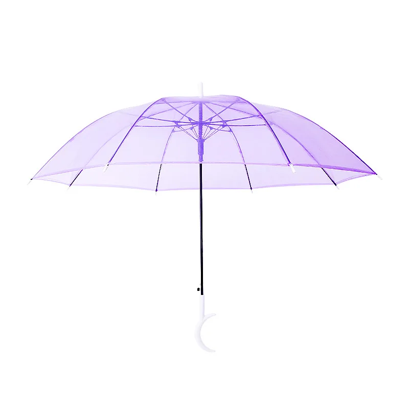 HJH429 CUSTOM LOGO Transparent Candy Color Umbrella Long Straight Handle Automatic Creative Rainy Clear Umbrellas