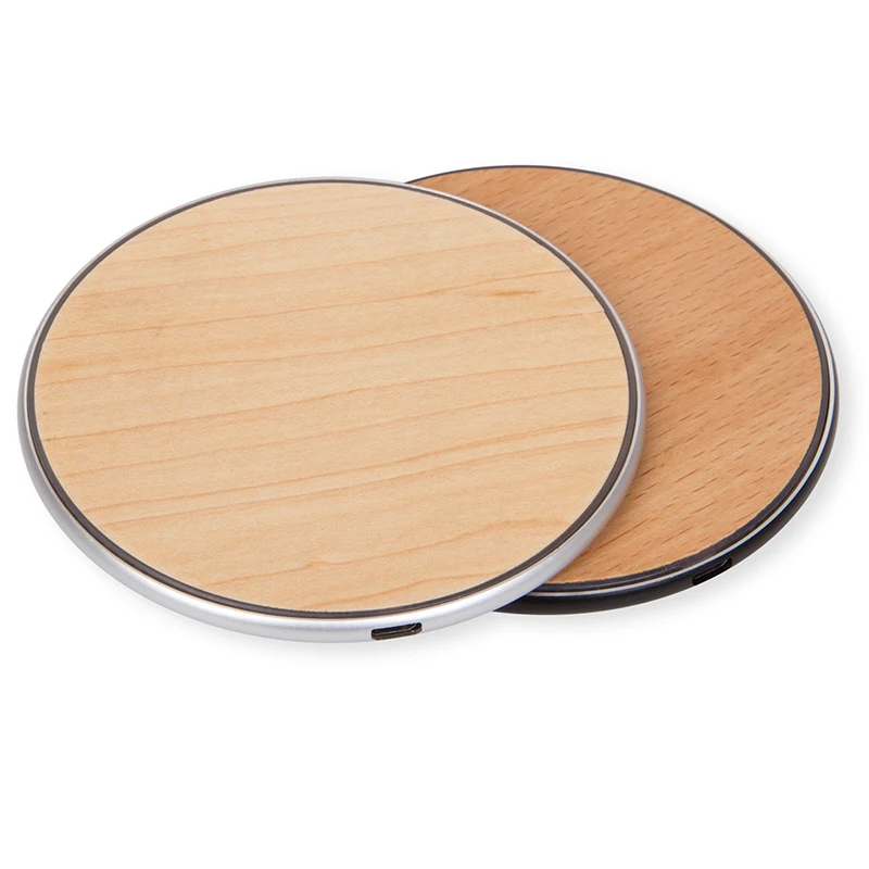 UUTEK X8-W Universal 15W Wood Wireless Charger for Smart Phone Portable Charger Round Desktop Fast Charger