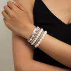 Beaded Ins Retro Design Ccb Bead Bracelet Handmade Multi Layer Beaded Imitation Pearl Bracelet Set