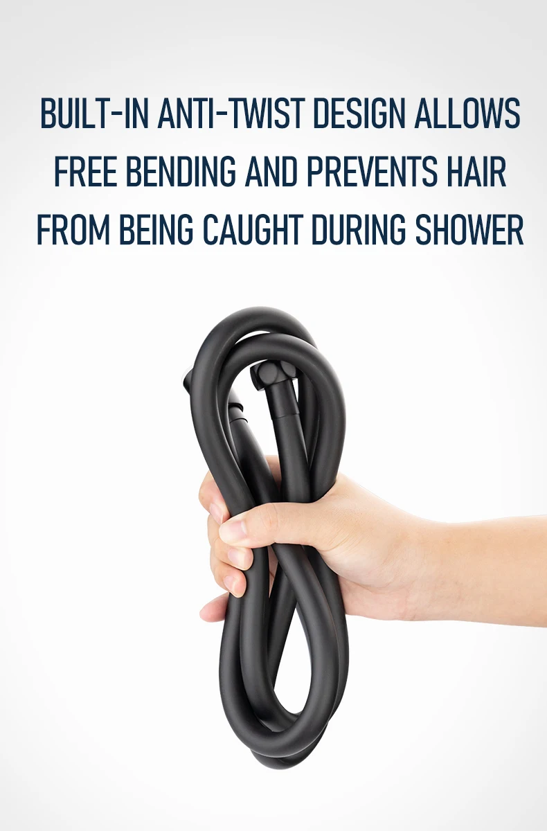 Modern Flexible PVC Shower Hose Bathroom Plumbing Hose Matte Black Hose Resistance High Pressure Shower Hose factory