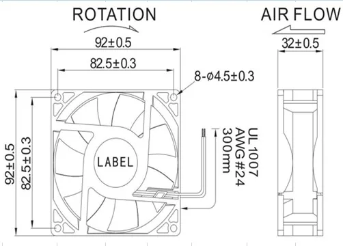 Axial Flow Fan, 92x92x32, 12v, 9238, 48v - detail 8