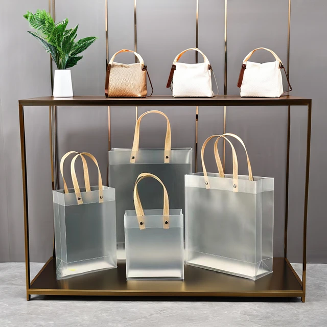 Wholesale Transparent PE Tote Bags Plastic Frosted PP for Clothing Gift Packaging Shopping Bags