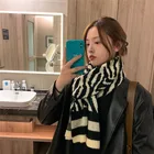 Square Scarf Scarf Scarves 100% Silk Handle Fashion Simple Black And White Stripes Ladies Square Scarf