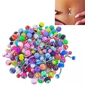 14G Stainless Steel Belly Button Rings Navel Rings Multicolor Heart Clear CZ Curved Barbell Piercing For Women