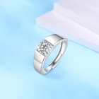 Diamond Ring Glamour Men S925 Silver Mossang Diamond Silver Ring