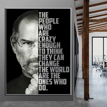 Inspirational Steve Jobs Motivational Quote Canvas Painting Figure Portrait Wall Art Poster Print Picture for Study Office Decor