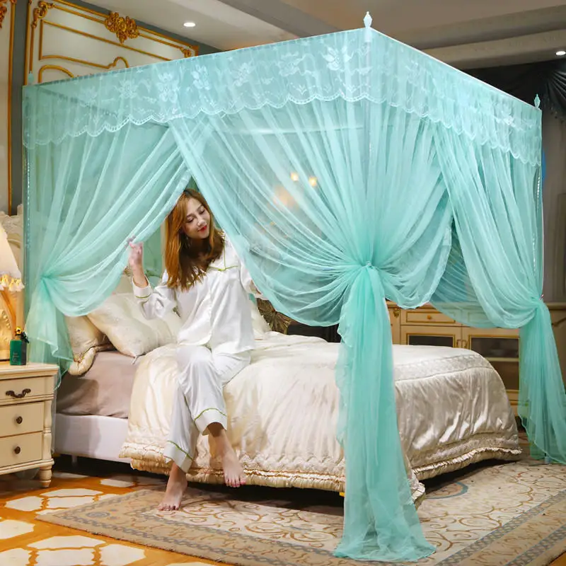 180*200*190Cm Romantic Princess Queen Size Double Canopy Tent Mesh Embroidery Lace Pleated Mosquito Net For Bed