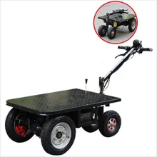 Foldable electric flatbed truck construction site warehouse handling cargo load 750 kg turnover trolley rotate and go backwards