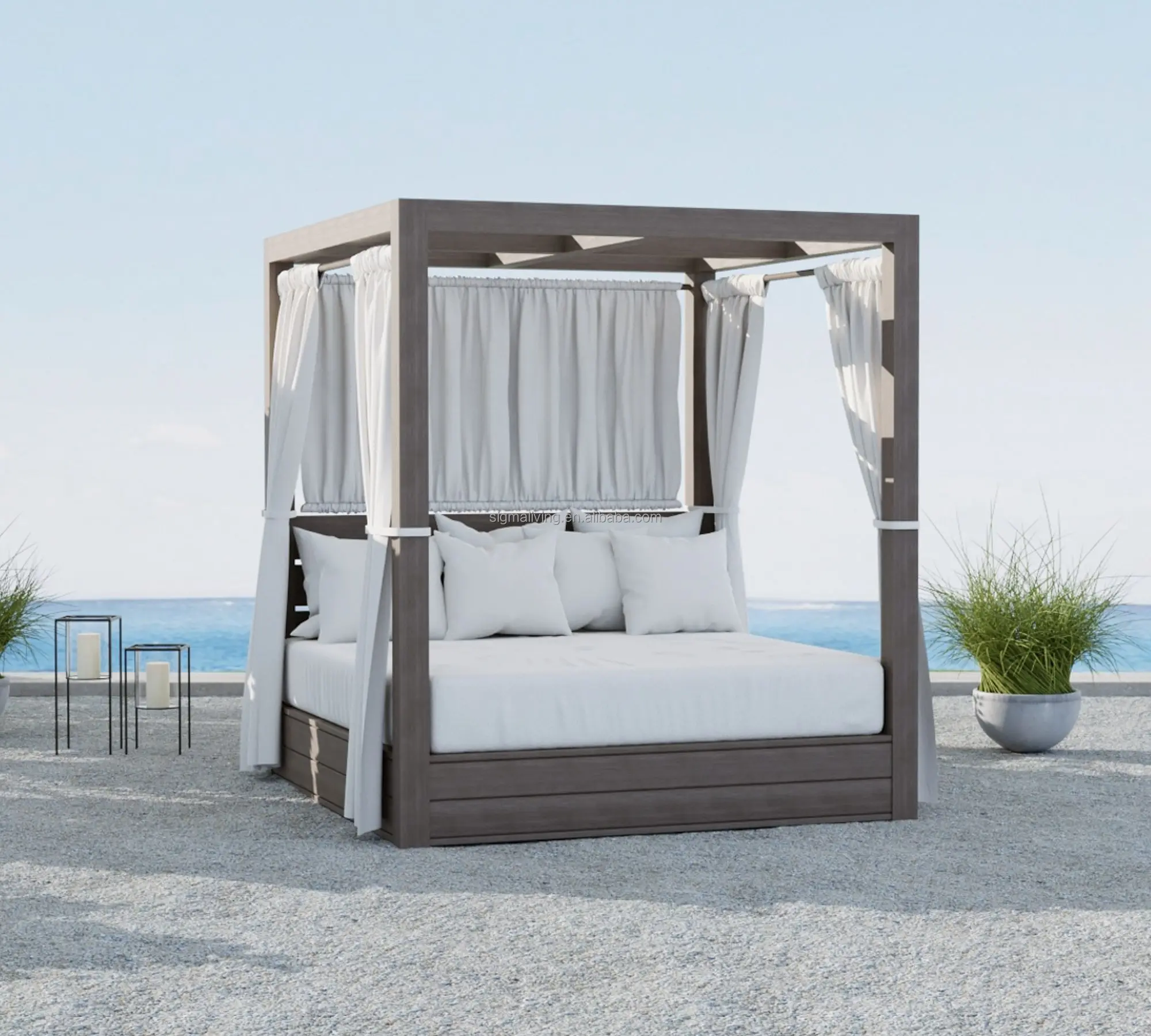 Pool garden sets sunbed canopy bed wood furniture metal teak outdoor daybed