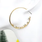 Gold Hoop Wholesale 14K Gold Plated Luxury C-shaped Gemstone Hoop Earrings Jewelry
