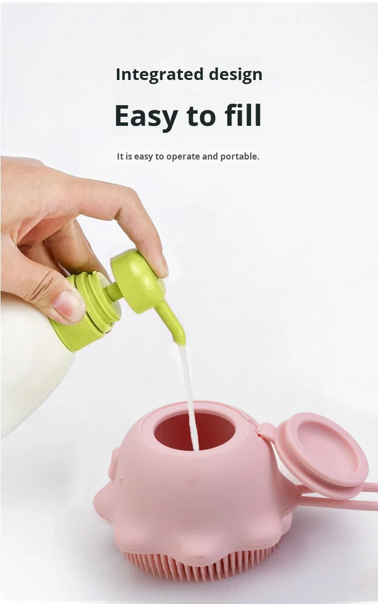 New Octopus-Shaped Silicone Bath Brush Soft-Bristle Baby Shampoo Brush Refillable Creative Bath Accessory factory
