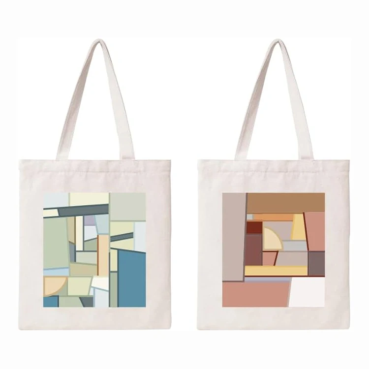 womens canvas sublimation blanks shopping tote bags with custom printed logo