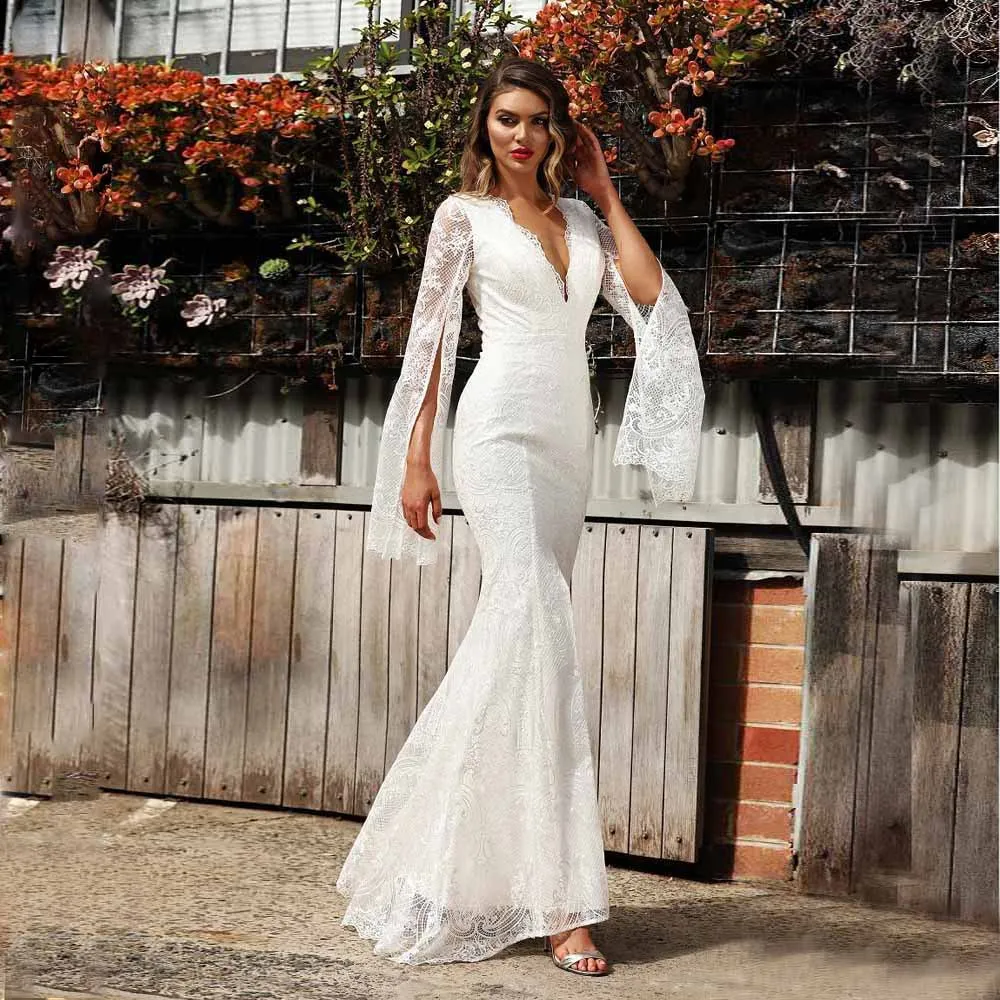 Wholesale 2022 Elegant Wedding Party Prom Dress Bodycon Maxi Evening Gown  Women White Color Lace Fashion Robes - Buy Puff Sleeves Prom Dresses,Engagement  Occasion Dresses,Mother Of The Bride Dress Product on Alibaba.com