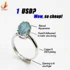 Silver Ring Wholesale Cooper-plating Silver Ring Silver Gold Plated Luxury Silver Fashion Aquamarine Ring