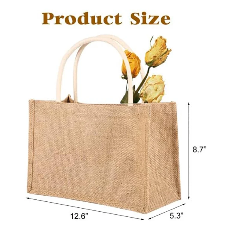 Wholesale Custom Heat Transfer Logo Printed Waterproof Shopping Tote Jute Burlap Hemp Grocery Bag for Eco Gift Packaging factory
